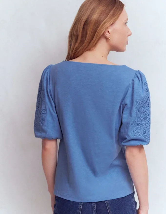 Tape Lace T-shirt Forget Me Not Blue Tape Lace T-shirt Forget Me Not Blue