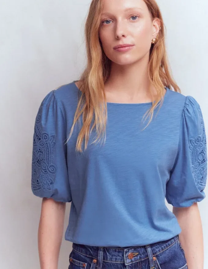 Tape Lace T-shirt Forget Me Not Blue Tape Lace T-shirt Forget Me Not Blue