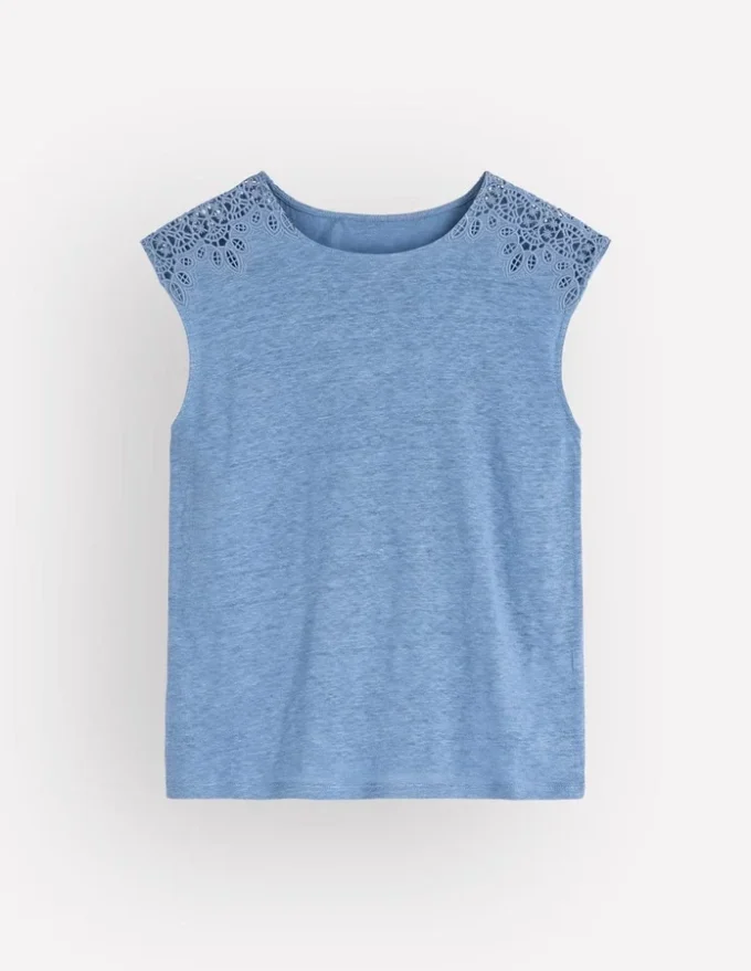 Tara Cutwork Linen Tee Ashleigh Blue Tara Cutwork Linen Tee Ashleigh Blue