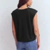 Tara Cutwork Linen Tee Black Tara Cutwork Linen Tee Black