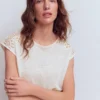 Tara Cutwork Linen Tee Ivory Tara Cutwork Linen Tee Ivory