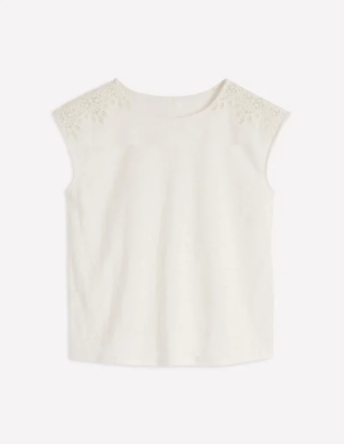 Tara Cutwork Linen Tee Ivory Tara Cutwork Linen Tee Ivory