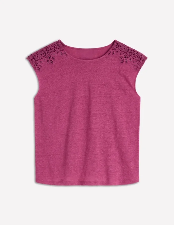 Tara Cutwork Linen Tee Purple Damson Tara Cutwork Linen Tee Purple Damson