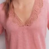 Tara Lace Trim Linen T-shirt Almond Pink Tara Lace Trim Linen T-shirt Almond Pink