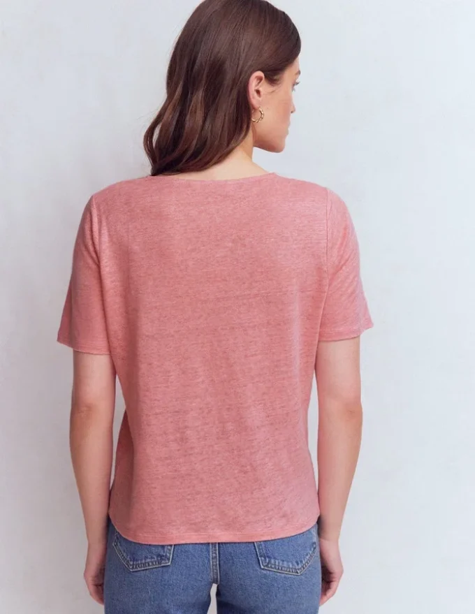 Tara Lace Trim Linen T-shirt Almond Pink Tara Lace Trim Linen T-shirt Almond Pink