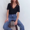 Tara Lace Trim Linen T-shirt Navy Blazer Tara Lace Trim Linen T-shirt Navy Blazer