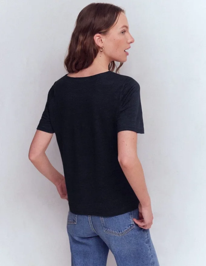 Tara Lace Trim Linen T-shirt Navy Blazer Tara Lace Trim Linen T-shirt Navy Blazer