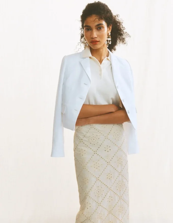 Textured Column Skirt Ivory Broderie Textured Column Skirt Ivory Broderie