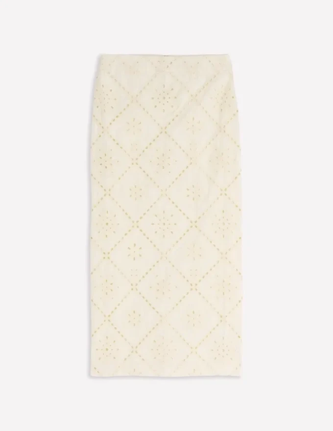 Textured Column Skirt Ivory Broderie Textured Column Skirt Ivory Broderie