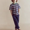 Textured Striped T-shirt Denim Blue / Jam Red Textured Striped T-shirt Denim Blue / Jam Red