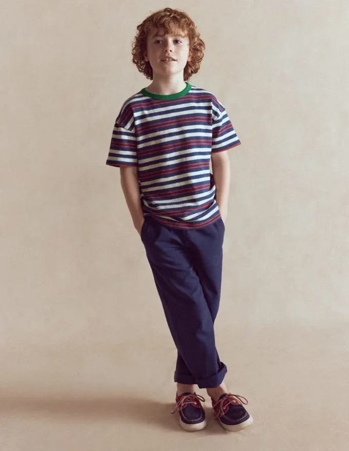 Textured Striped T-shirt Denim Blue / Jam Red Textured Striped T-shirt Denim Blue / Jam Red