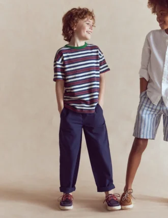 Textured Striped T-shirt Denim Blue / Jam Red Textured Striped T-shirt Denim Blue / Jam Red