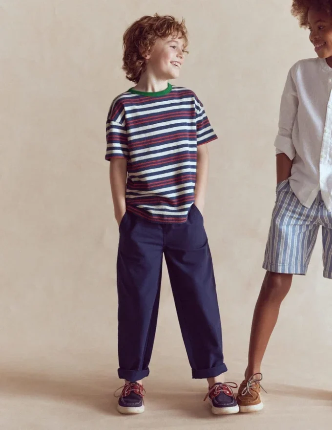 Textured Striped T-shirt Denim Blue / Jam Red Textured Striped T-shirt Denim Blue / Jam Red
