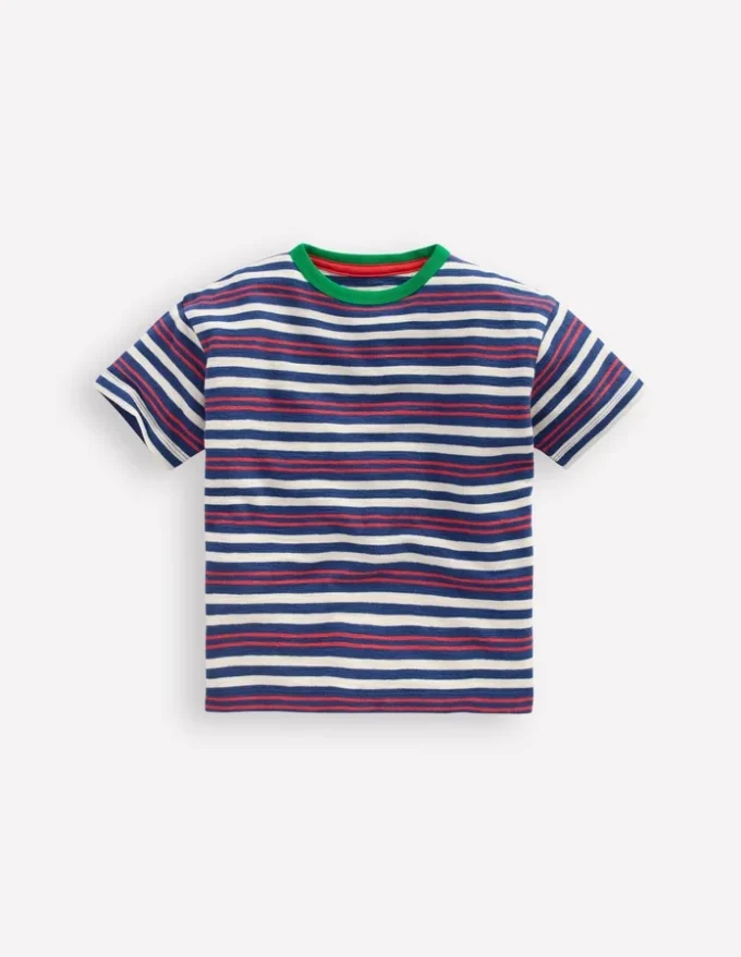 Textured Striped T-shirt Denim Blue / Jam Red Textured Striped T-shirt Denim Blue / Jam Red