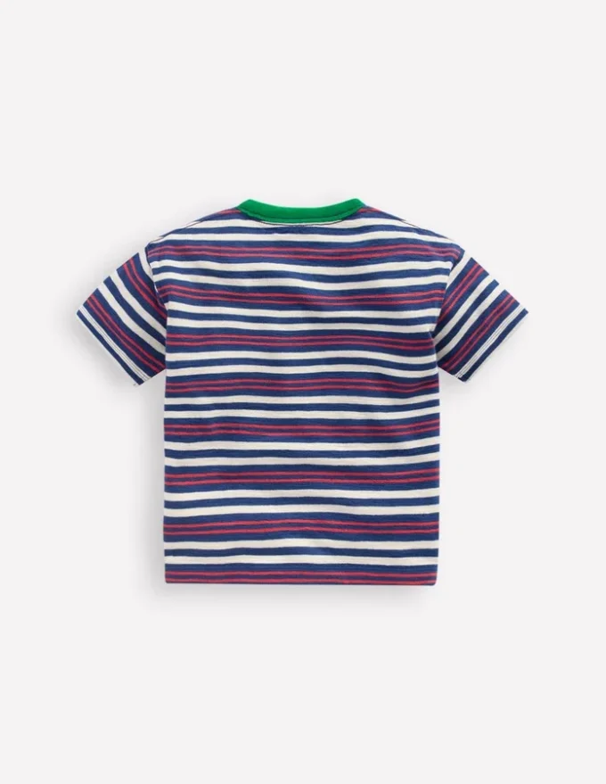 Textured Striped T-shirt Denim Blue / Jam Red Textured Striped T-shirt Denim Blue / Jam Red
