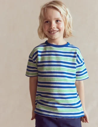 Textured Striped T-shirt Soft Ivory / Blue / Green