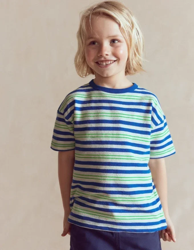 Textured Striped T-shirt Soft Ivory / Blue / Green