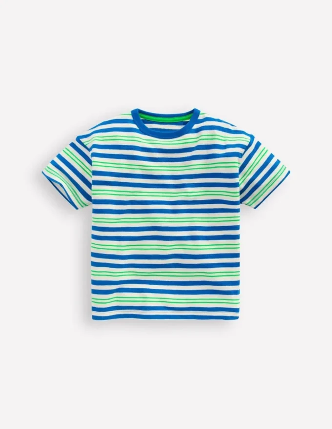 Textured Striped T-shirt Soft Ivory / Blue / Green