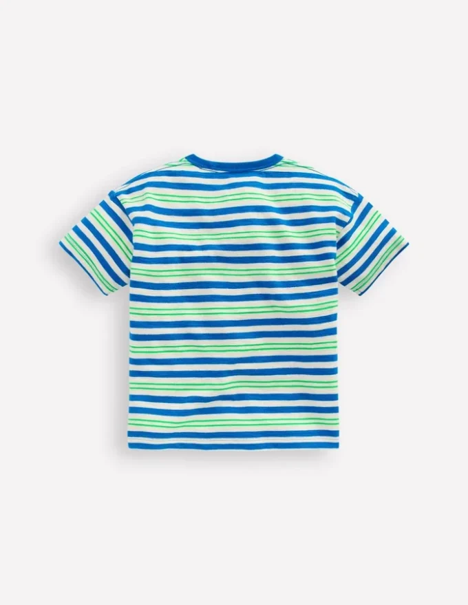 Textured Striped T-shirt Soft Ivory / Blue / Green