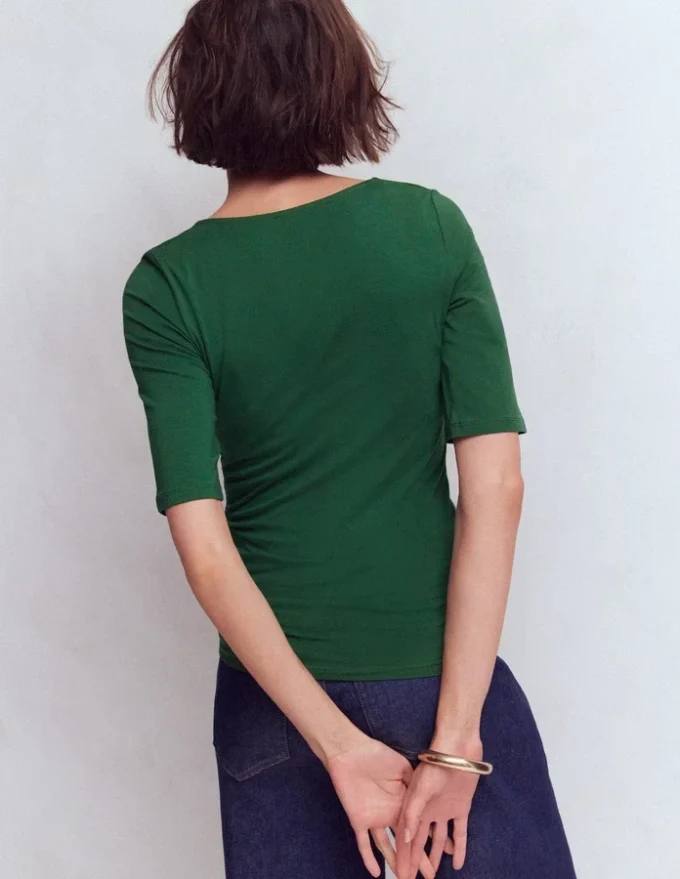 Tia Ruched V-neck Top Hunter Green Tia Ruched V-neck Top Hunter Green