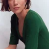 Tia Ruched V-neck Top Hunter Green Tia Ruched V-neck Top Hunter Green