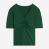 Tia Ruched V-neck Top Hunter Green Tia Ruched V-neck Top Hunter Green