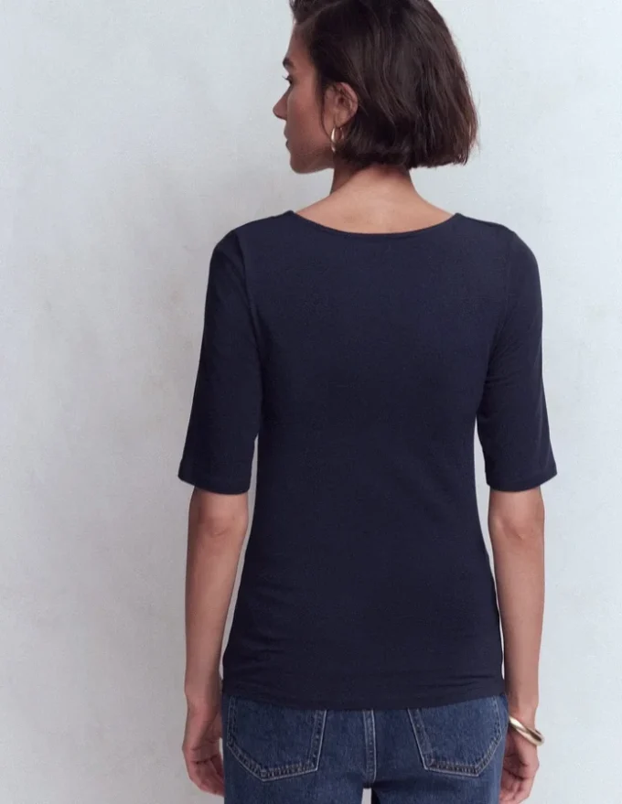Tia Ruched V-neck Top Navy Tia Ruched V-neck Top Navy