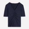 Tia Ruched V-neck Top Navy Tia Ruched V-neck Top Navy