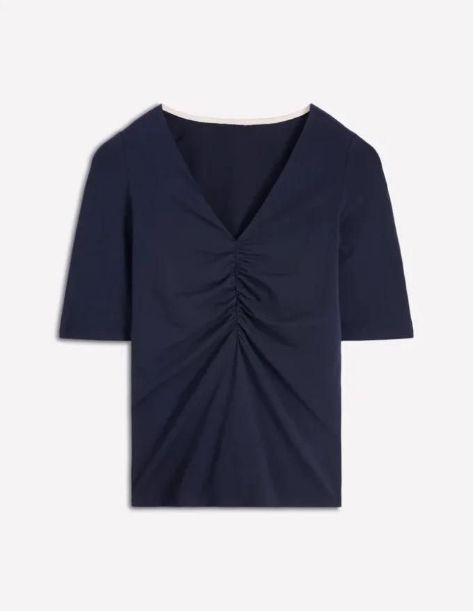 Tia Ruched V-neck Top Navy Tia Ruched V-neck Top Navy