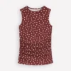 Tia Sleeveless Ruch Jersey Top Bitter Chocolate & Ivory Spot Tia Sleeveless Ruch Jersey Top Bitter Chocolate & Ivory Spot