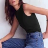 Tia Sleeveless Ruch Jersey Top Black Tia Sleeveless Ruch Jersey Top Black