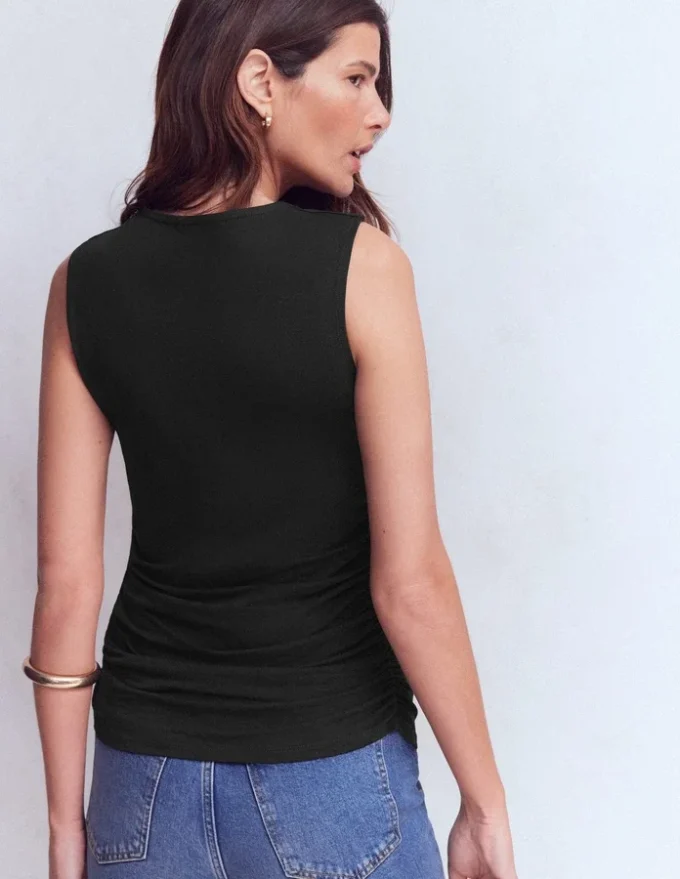 Tia Sleeveless Ruch Jersey Top Black Tia Sleeveless Ruch Jersey Top Black