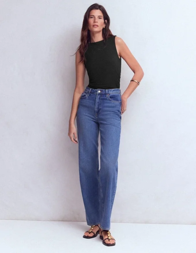 Tia Sleeveless Ruch Jersey Top Black Tia Sleeveless Ruch Jersey Top Black