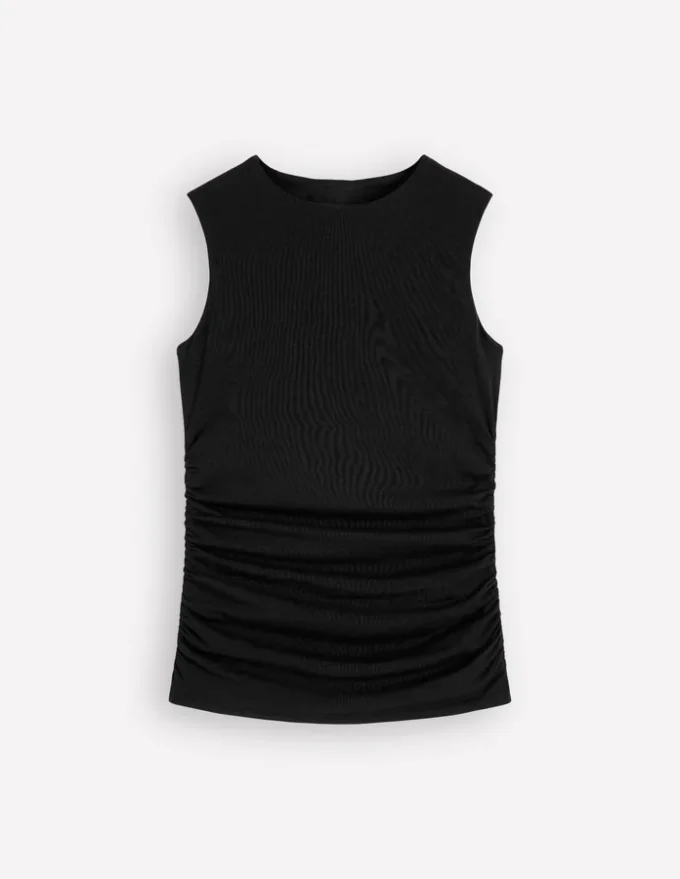 Tia Sleeveless Ruch Jersey Top Black Tia Sleeveless Ruch Jersey Top Black