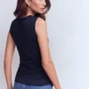 Tia Sleeveless Ruch Jersey Top Navy Tia Sleeveless Ruch Jersey Top Navy