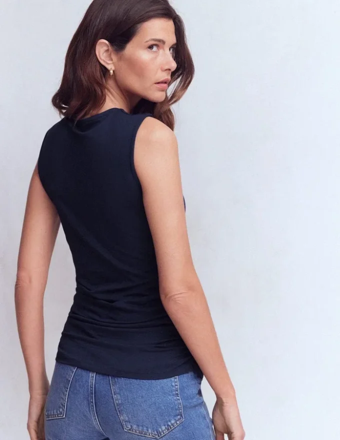 Tia Sleeveless Ruch Jersey Top Navy Tia Sleeveless Ruch Jersey Top Navy