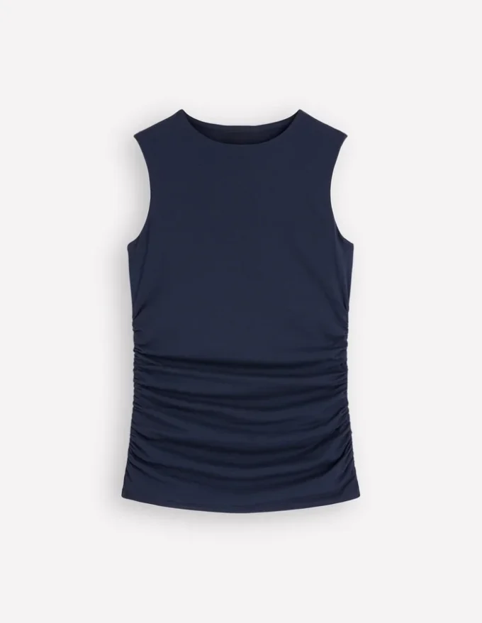 Tia Sleeveless Ruch Jersey Top Navy Tia Sleeveless Ruch Jersey Top Navy