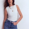 Tia Sleeveless Ruch Jersey Top White Tia Sleeveless Ruch Jersey Top White