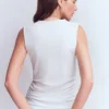 Tia Sleeveless Ruch Jersey Top White Tia Sleeveless Ruch Jersey Top White