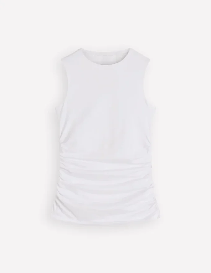 Tia Sleeveless Ruch Jersey Top White Tia Sleeveless Ruch Jersey Top White