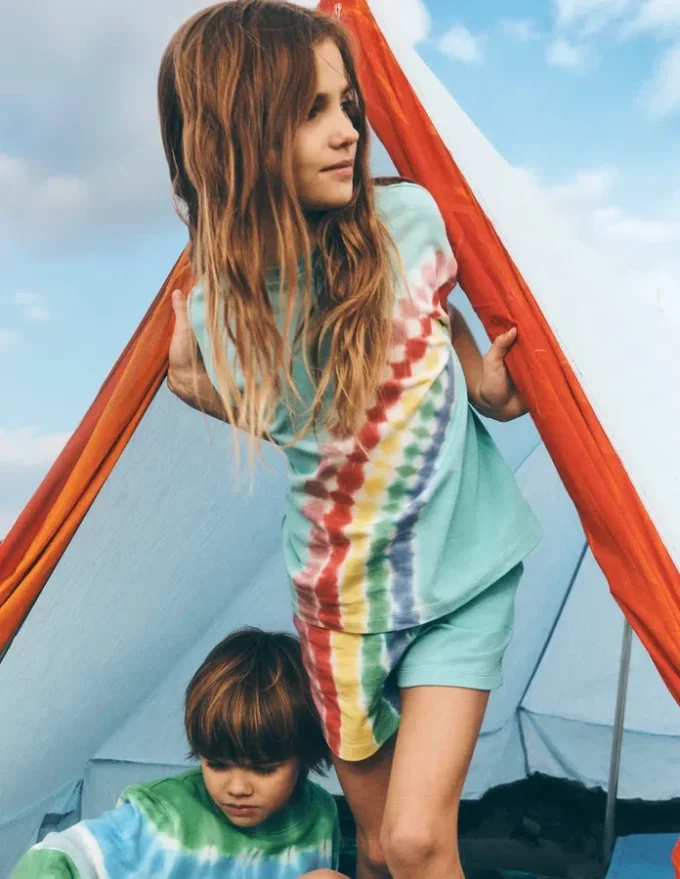 Tie Dye Logo Top Dawn Blue Rainbow