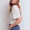 Tie Front Lace Top White Tie Front Lace Top White