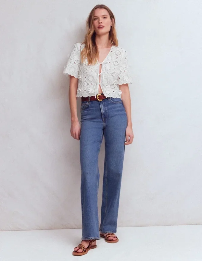 Tie Front Lace Top White Tie Front Lace Top White