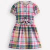 Tie Front Woven Dress Blue, Pink and Green Check Tie Front Woven Dress Blue, Pink and Green Check