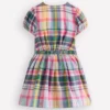 Tie Front Woven Dress Blue, Pink and Green Check Tie Front Woven Dress Blue, Pink and Green Check