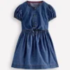 Tie Front Woven Dress Denim Tie Front Woven Dress Denim