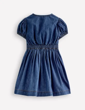 Tie Front Woven Dress Denim