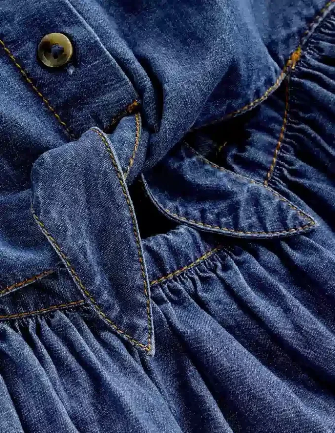 Tie Front Woven Dress Denim Tie Front Woven Dress Denim