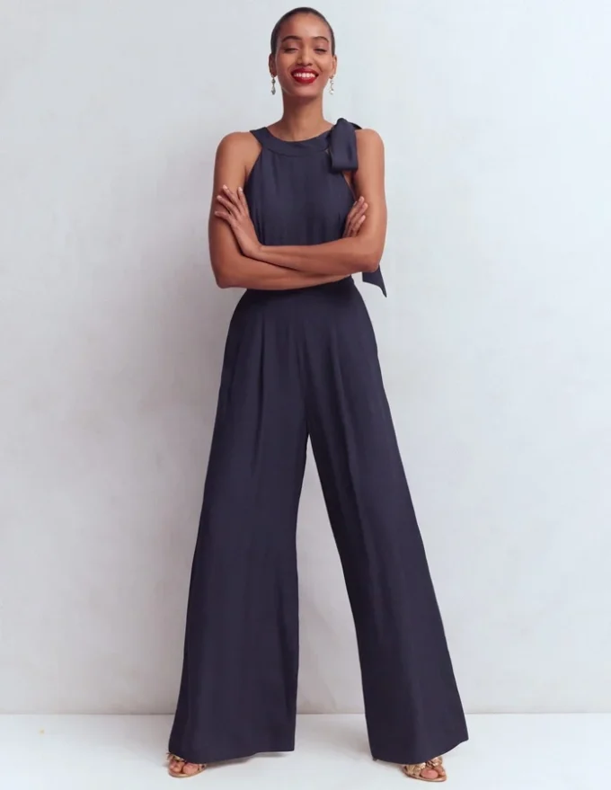Tie Halter Neck Jumpsuit Navy Tie Halter Neck Jumpsuit Navy