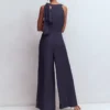 Tie Halter Neck Jumpsuit Navy Tie Halter Neck Jumpsuit Navy